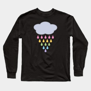 Raining Rainbow Rain Cloud in Black Long Sleeve T-Shirt